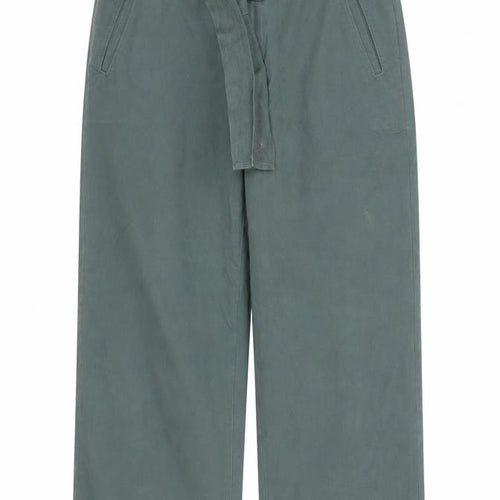 LOFT Women's Green Cropped Belted Wide-Leg Trousers Size 10