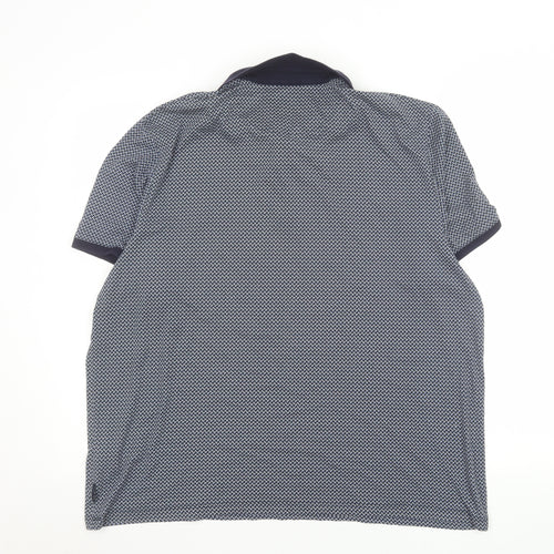 Ted Baker Men's Blue Geometric Cotton Polo Shirt Size 7 XL