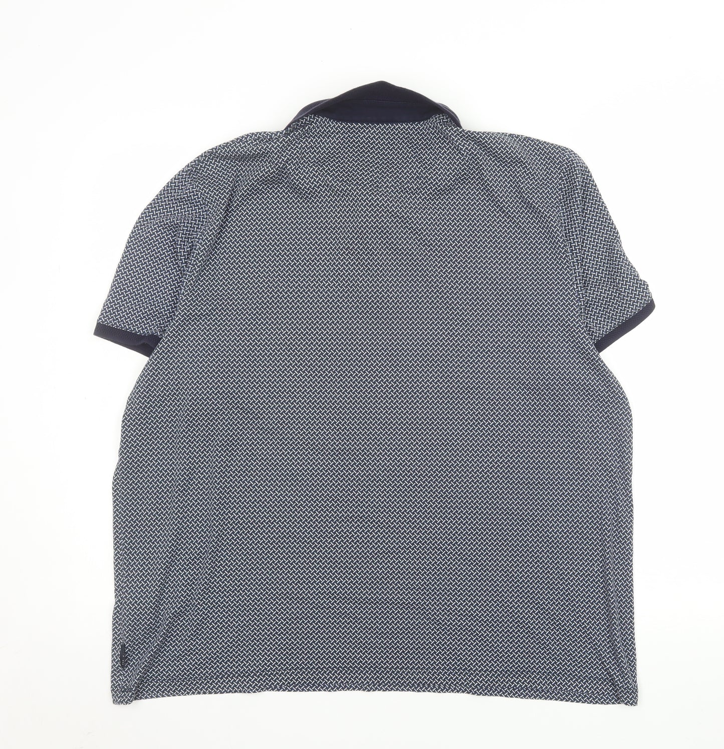 Ted Baker Men's Blue Geometric Cotton Polo Shirt Size 7 XL