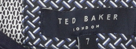 Ted Baker Men's Blue Geometric Cotton Polo Shirt Size 7 XL