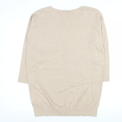 Wallis Womens Beige Butterfly Beaded Cotton Jumper Size S