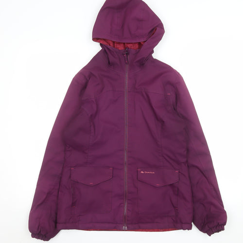 Quechua Girls Purple Hooded Puffer Jacket 14 Years Warm Winter Coat