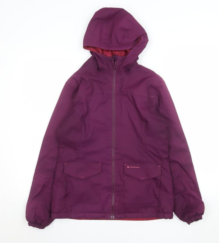 Quechua Girls Purple Hooded Puffer Jacket 14 Years Warm Winter Coat