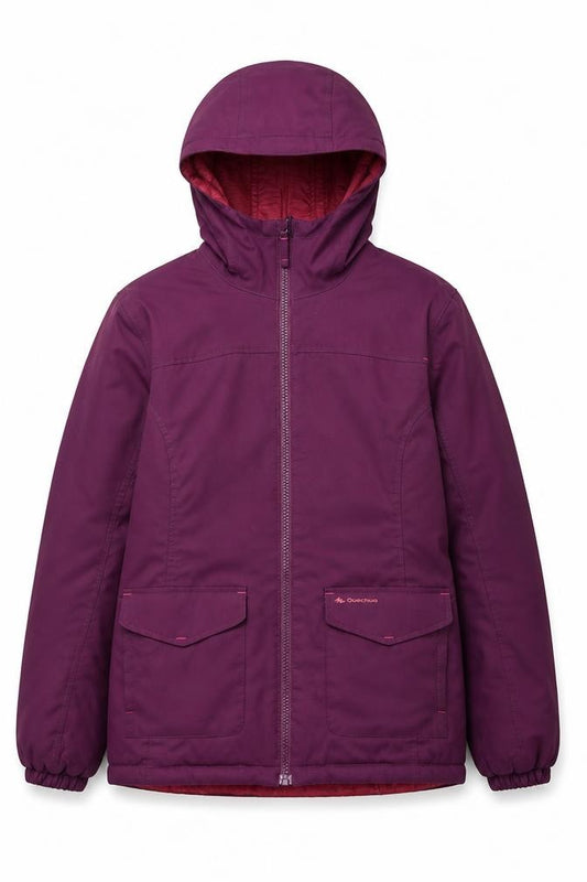 Quechua Girls Purple Hooded Puffer Jacket 14 Years Warm Winter Coat