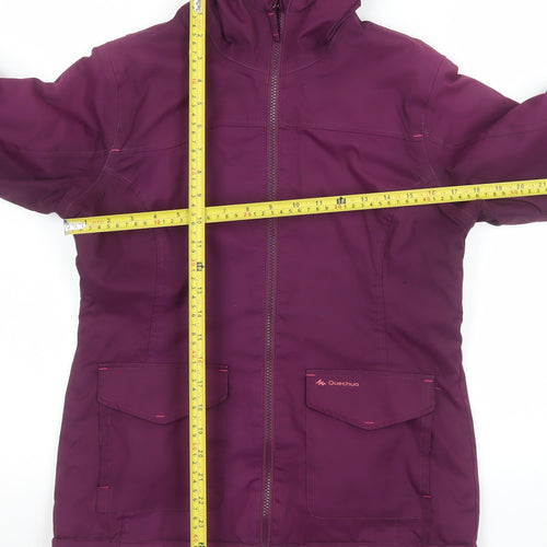Quechua Girls Purple Hooded Puffer Jacket 14 Years Warm Winter Coat