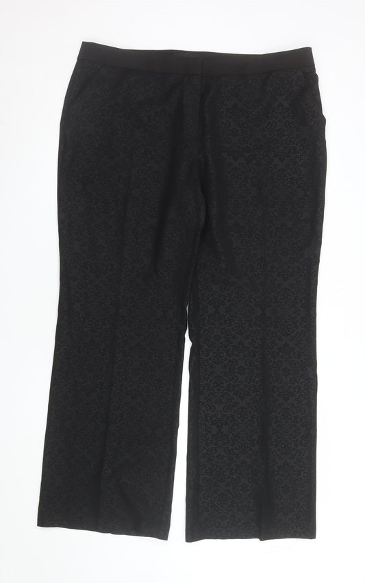 Next Women’s Black Floral Jacquard Dress Pants Size 18 Regular