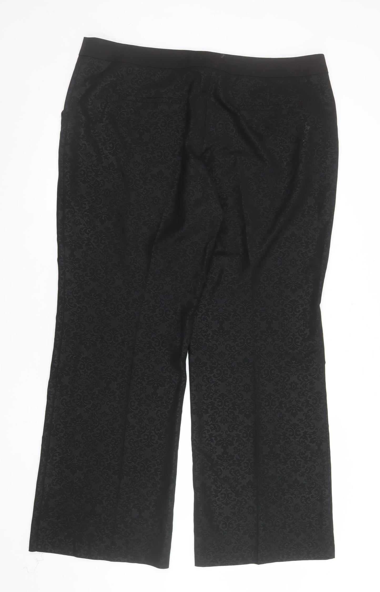 Next Women’s Black Floral Jacquard Dress Pants Size 18 Regular