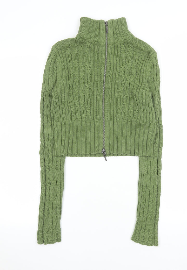Reclaimed Vintage Women’s Green Cropped Knit Zip Jacket UK 6