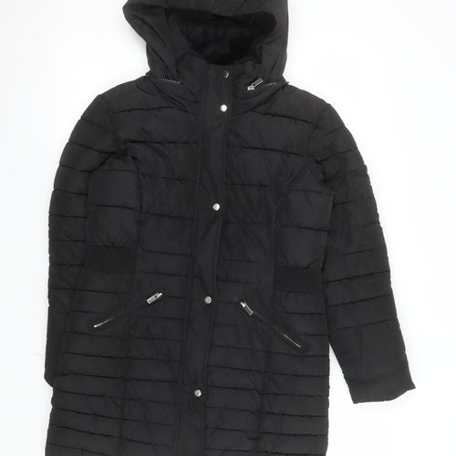 Next Girls Black 13 Years Puffer Coat Hooded Long Quilted Winter Jacket