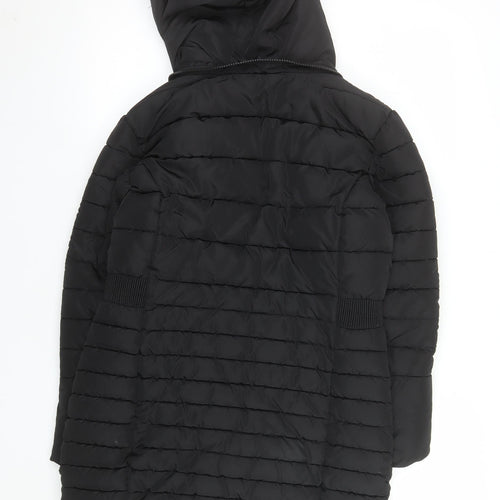 Next Girls Black 13 Years Puffer Coat Hooded Long Quilted Winter Jacket