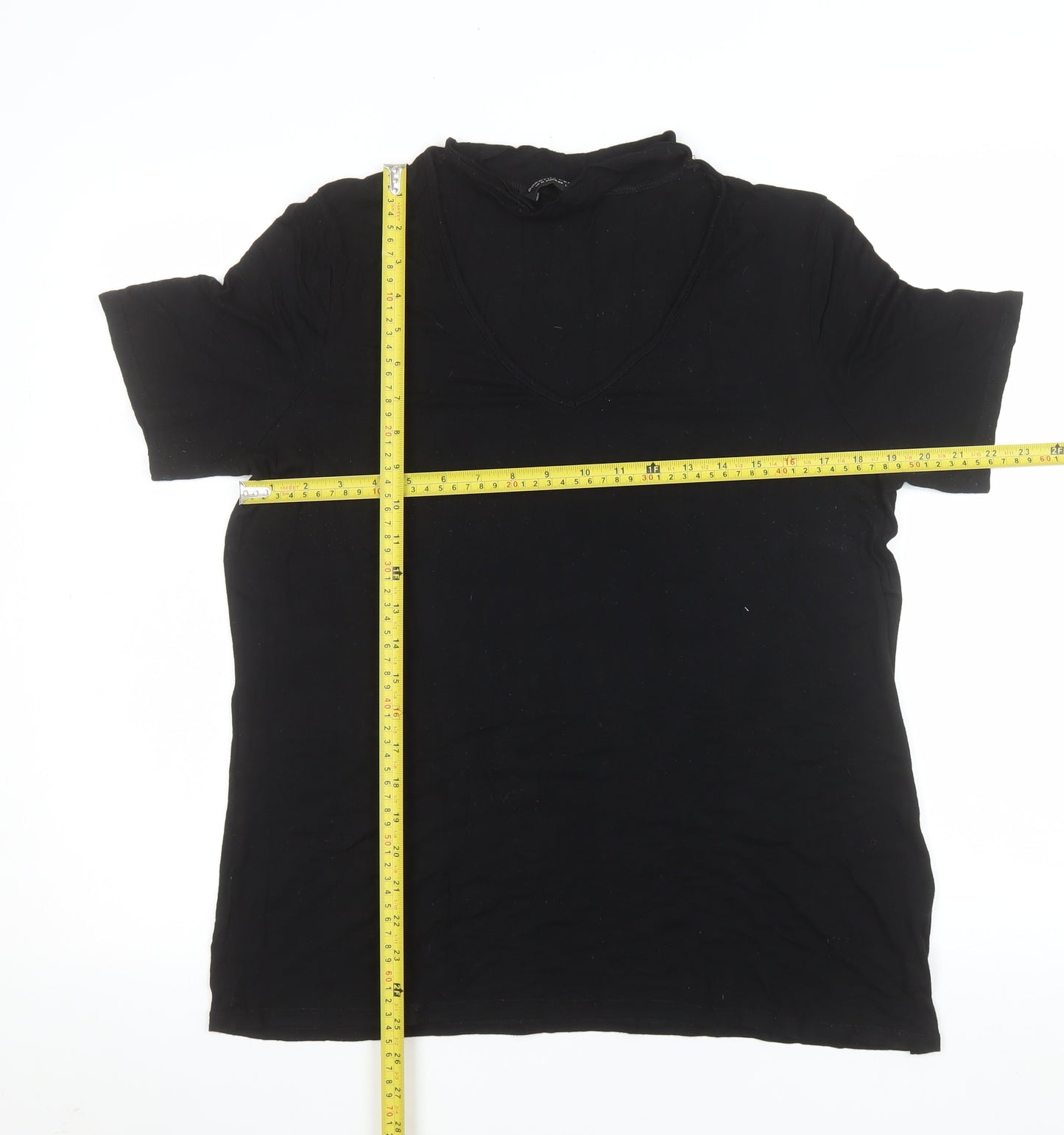 Dorothy Perkins Women’s Black V-Neck Jersey T-Shirt Size 16