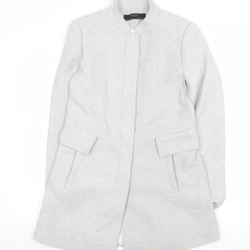 Zara Women Grey Mid-Length Overcoat Size 12 Lined Classic Style
