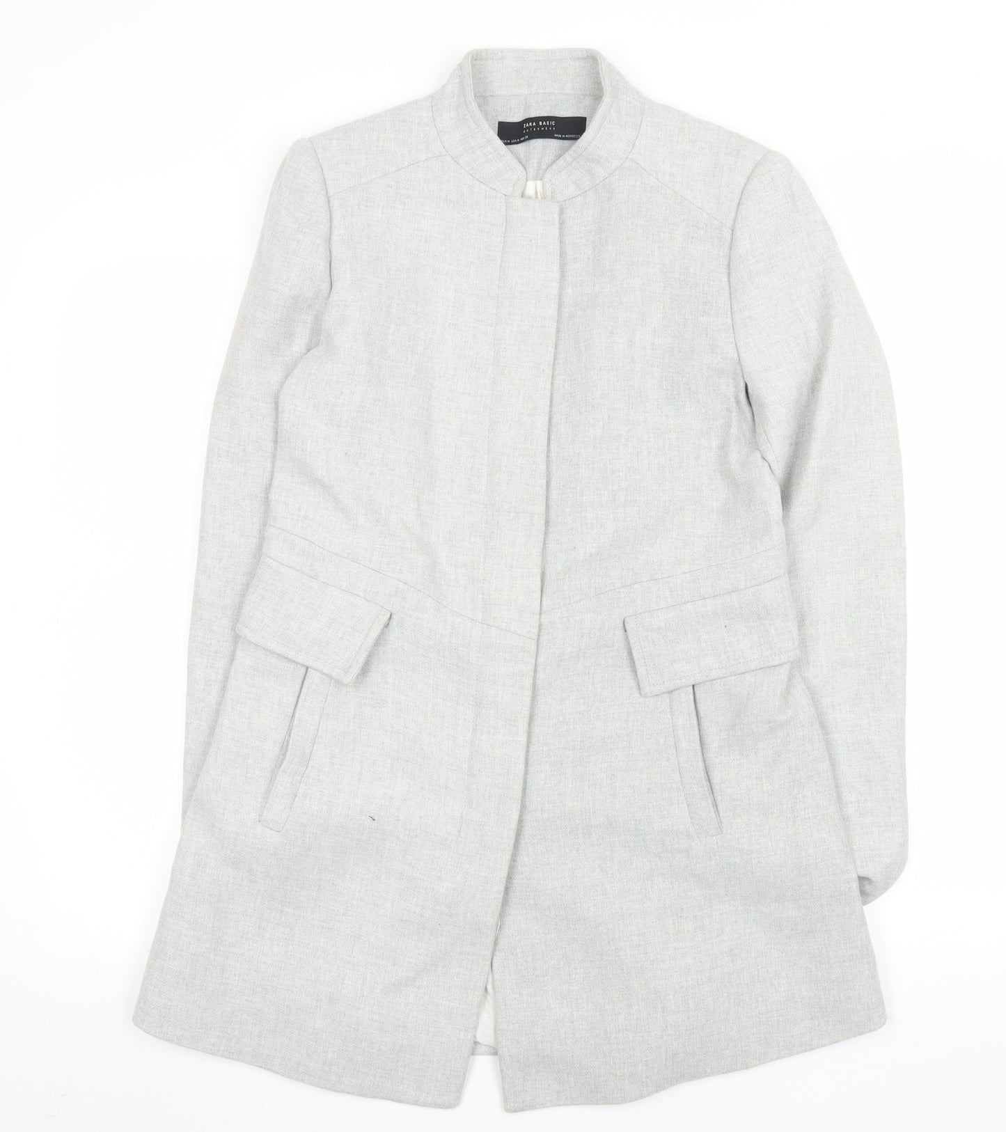 Zara Women Grey Mid-Length Overcoat Size 12 Lined Classic Style