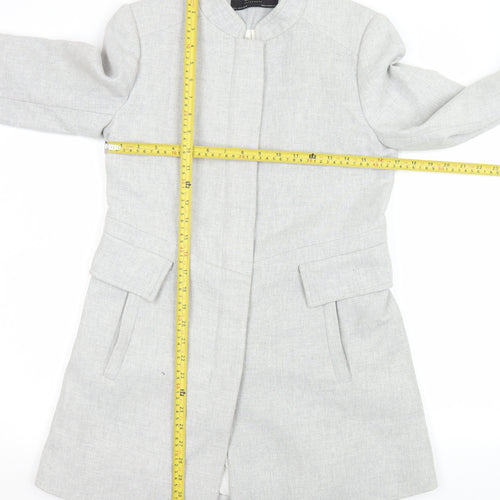Zara Women Grey Mid-Length Overcoat Size 12 Lined Classic Style