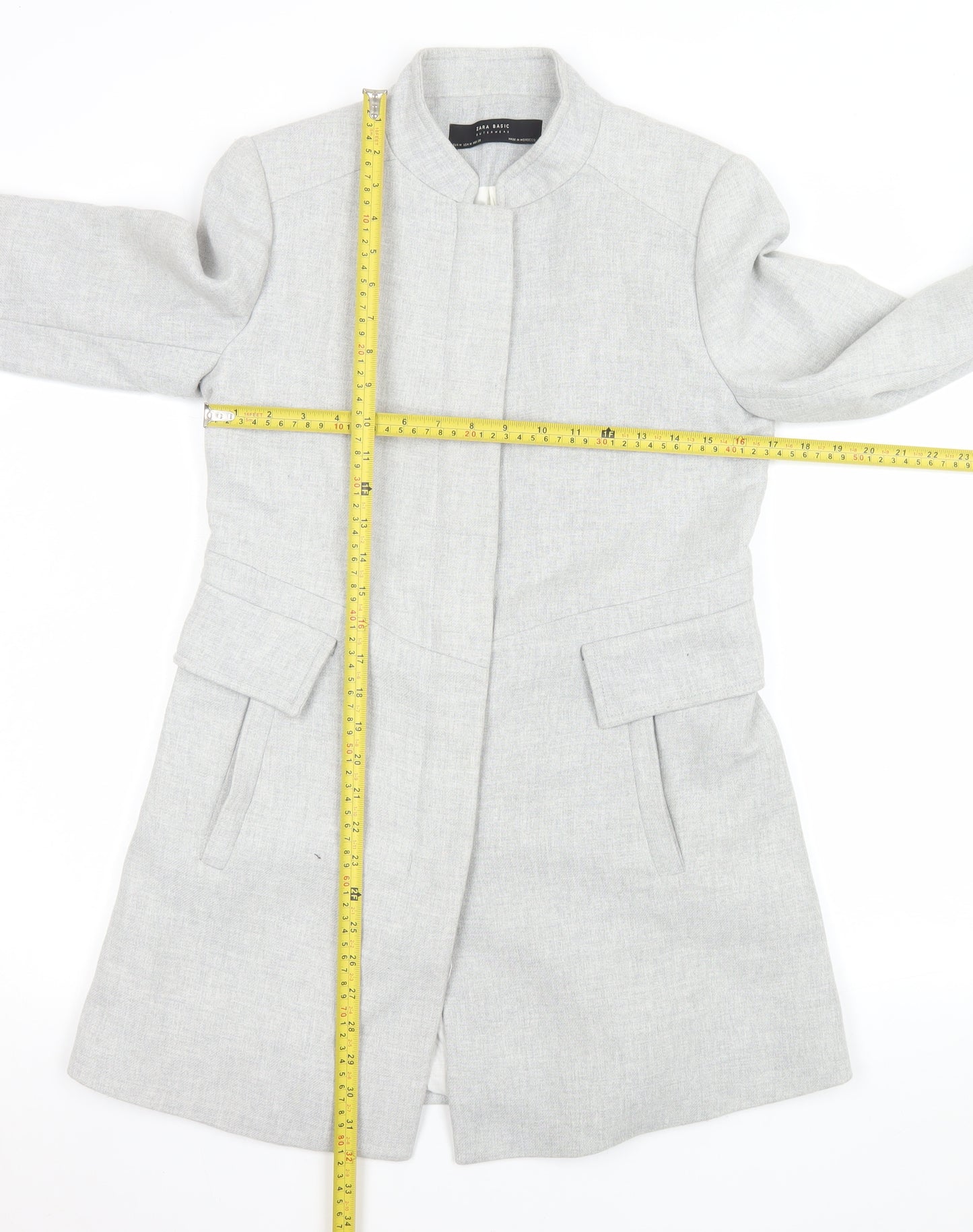 Zara Women Grey Mid-Length Overcoat Size 12 Lined Classic Style