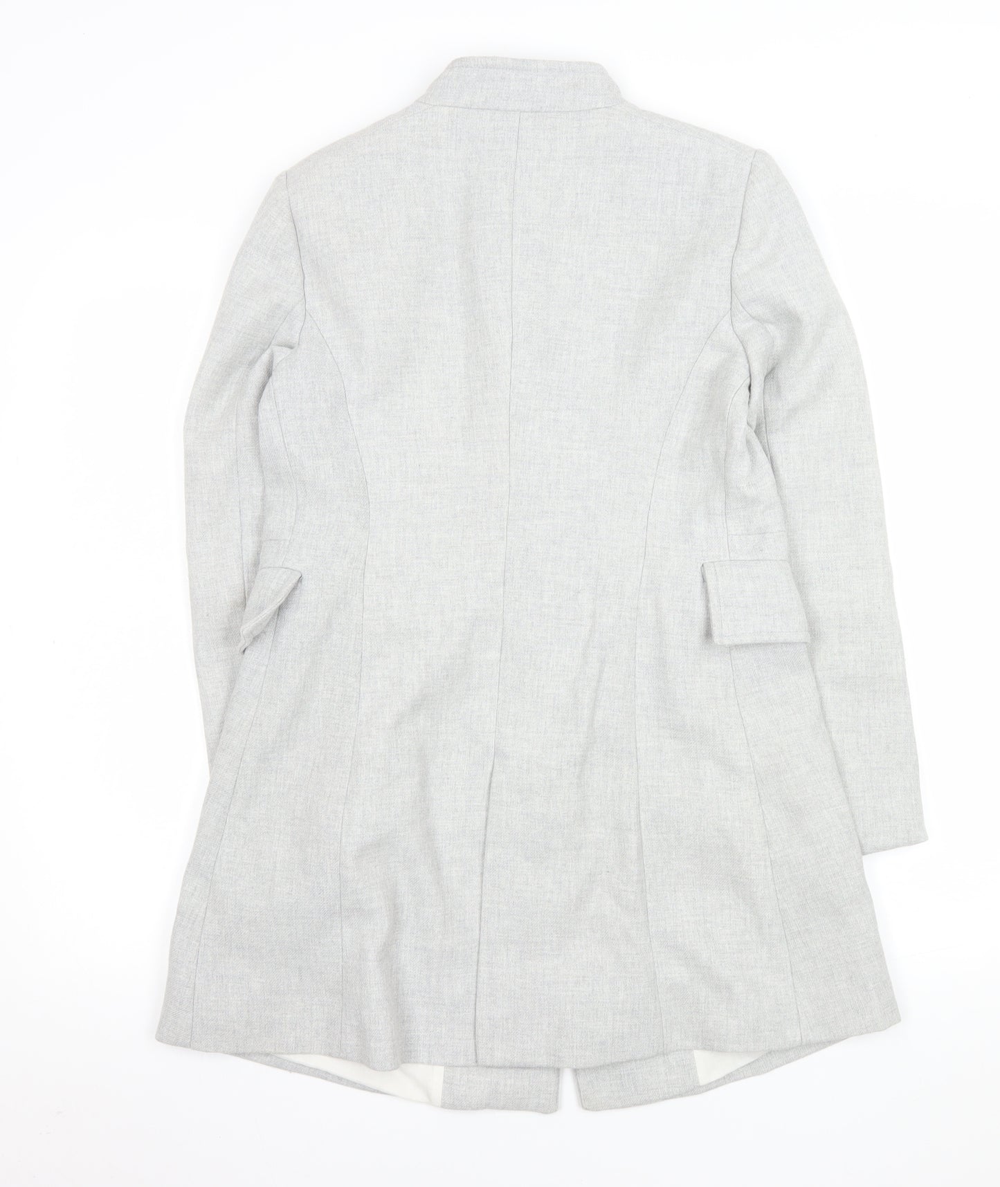 Zara Women Grey Mid-Length Overcoat Size 12 Lined Classic Style