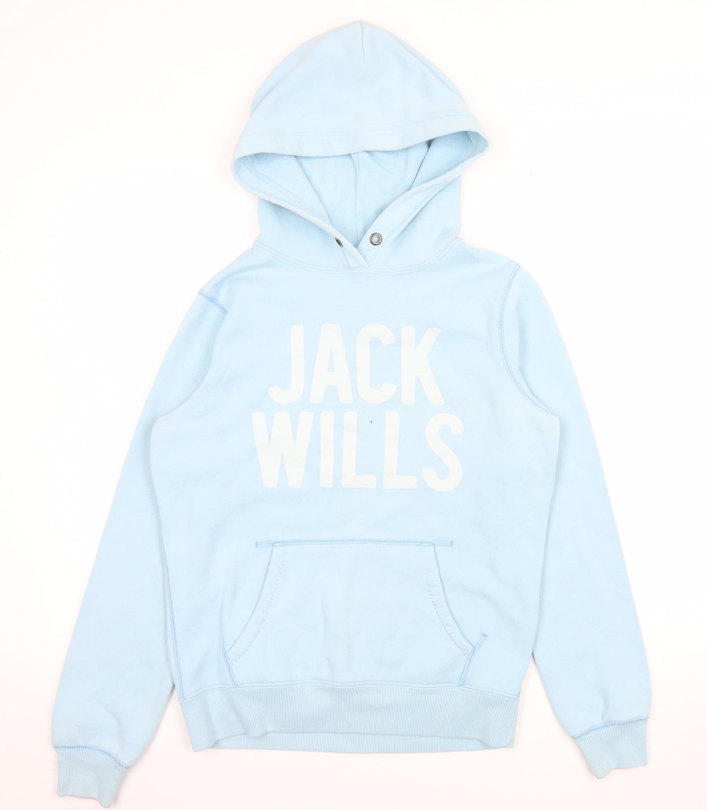Jack Wills Women Blue Pullover Hoodie UK 12 Casual Logo Cotton Blend