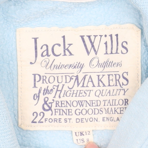 Jack Wills Women Blue Pullover Hoodie UK 12 Casual Logo Cotton Blend