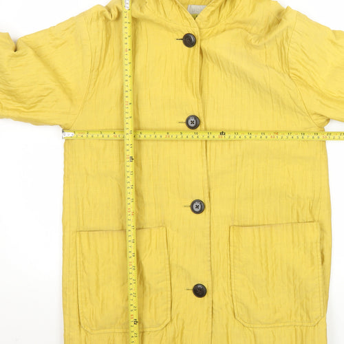 Hobbs Women’s Yellow Hooded Mid-Length Rain Coat Size 10 Cotton Blend