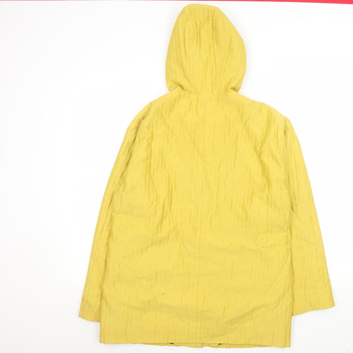 Hobbs Women’s Yellow Hooded Mid-Length Rain Coat Size 10 Cotton Blend