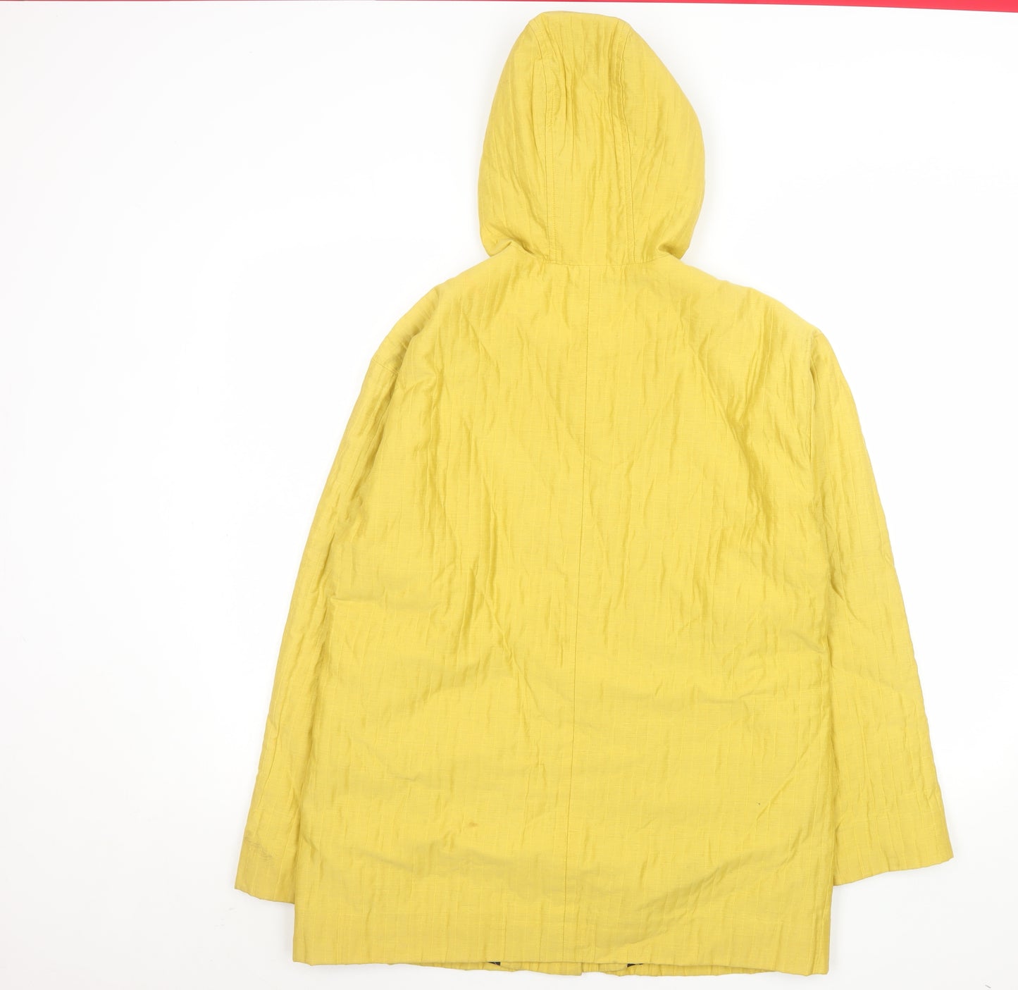 Hobbs Women’s Yellow Hooded Mid-Length Rain Coat Size 10 Cotton Blend