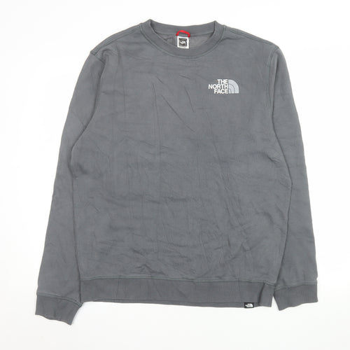 The North Face Mens Grey L Pullover Sweatshirt Crew Neck Logo