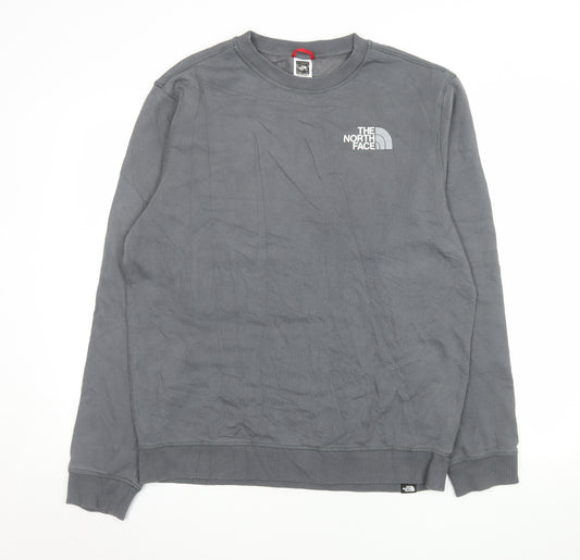 The North Face Mens Grey L Pullover Sweatshirt Crew Neck Logo