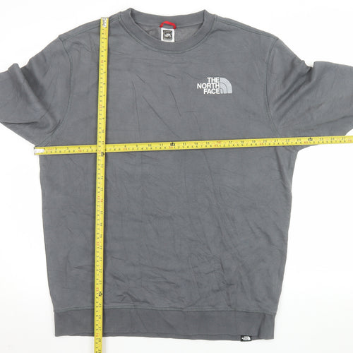 The North Face Mens Grey L Pullover Sweatshirt Crew Neck Logo