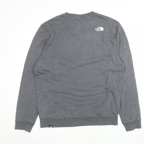 The North Face Mens Grey L Pullover Sweatshirt Crew Neck Logo