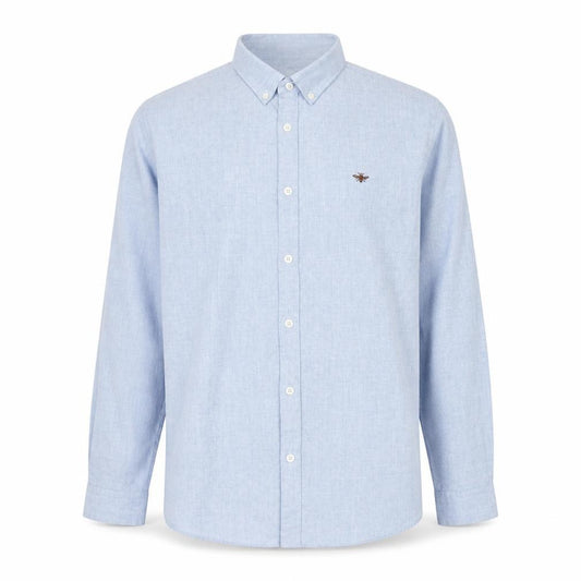 Front view of River Island Men's Blue Long Sleeve Button-Up Shirt L Classic Fit
