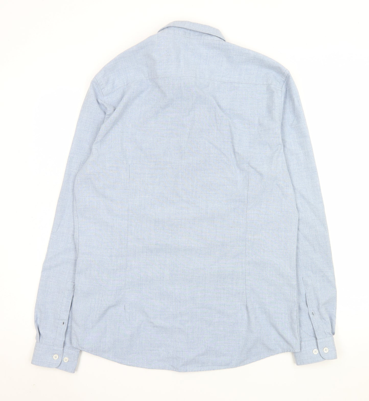 River Island Men's Blue Long Sleeve Button-Up Shirt L Classic Fit