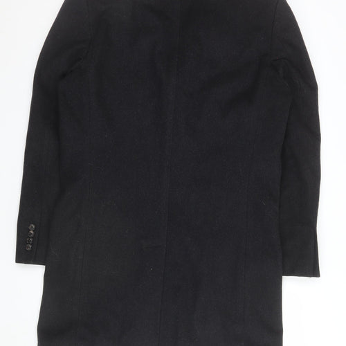 Austin Reed Men's Black Wool Blend Overcoat 38R Classic Winter Style