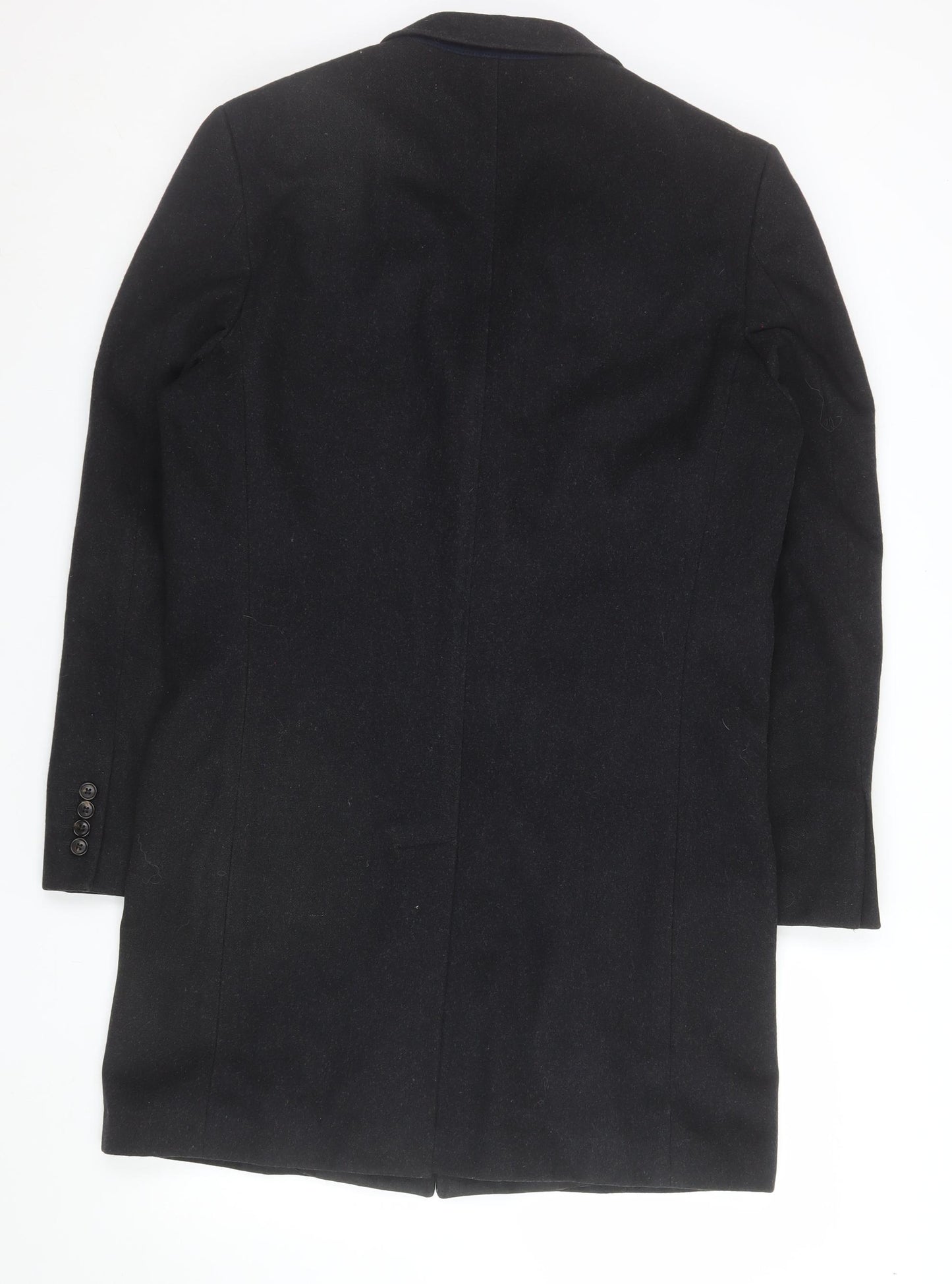 Austin Reed Men's Black Wool Blend Overcoat 38R Classic Winter Style