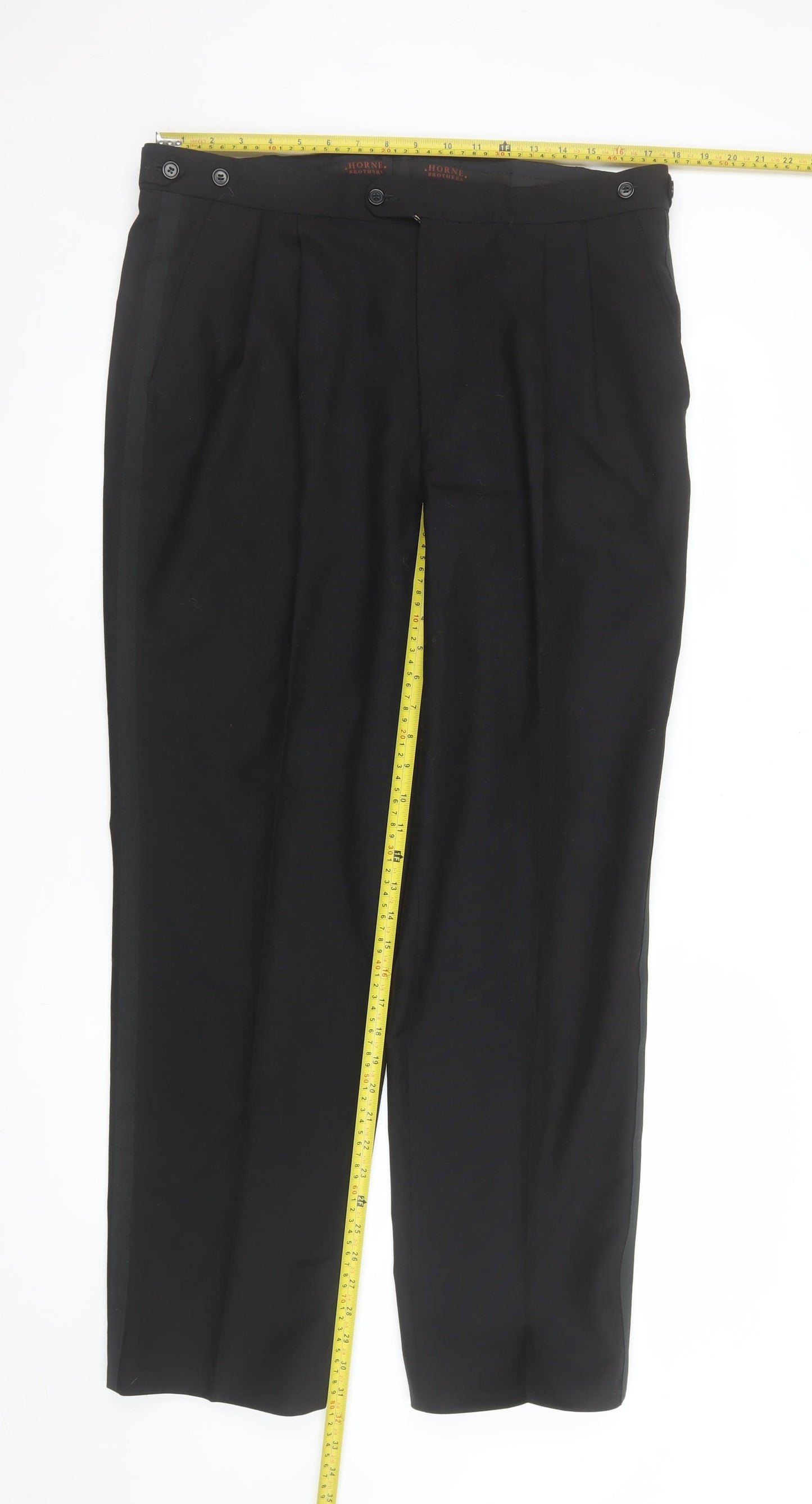 Horne Brothers Men's Black 36R Classic Wool Pleated Dress Trousers