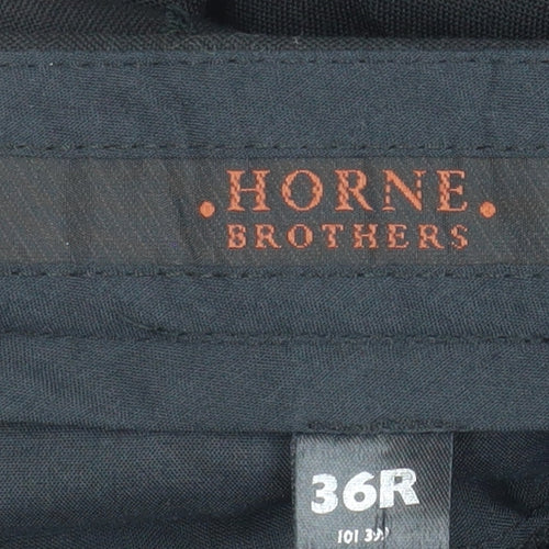 Horne Brothers Men's Black 36R Classic Wool Pleated Dress Trousers
