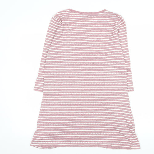 Weird Fish Women Pink Striped T-Shirt Dress Size 14 Casual
