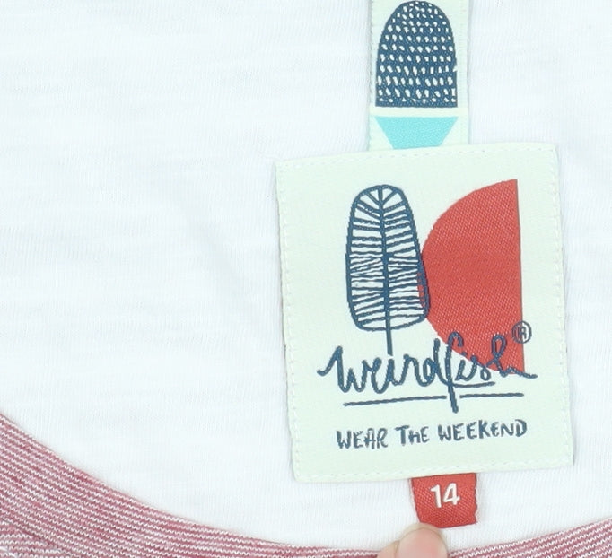 Weird Fish Women Pink Striped T-Shirt Dress Size 14 Casual