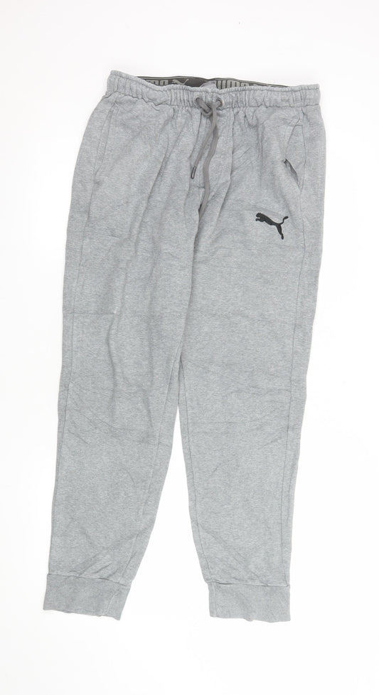Puma Men's Grey Jogger Trousers L Regular Fit Activewear