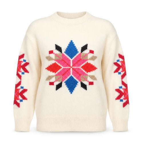 Marks and Spencer Womens Ivory Fair Isle Knit Jumper XS