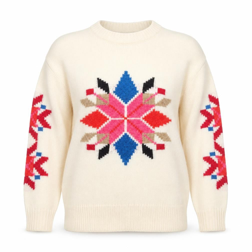 Marks and Spencer Womens Ivory Fair Isle Knit Jumper XS