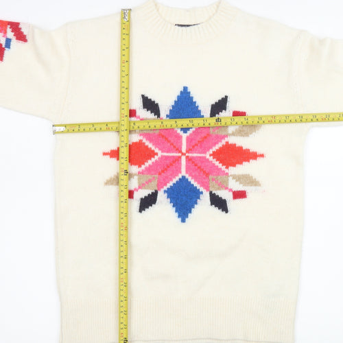 Marks and Spencer Womens Ivory Fair Isle Knit Jumper XS