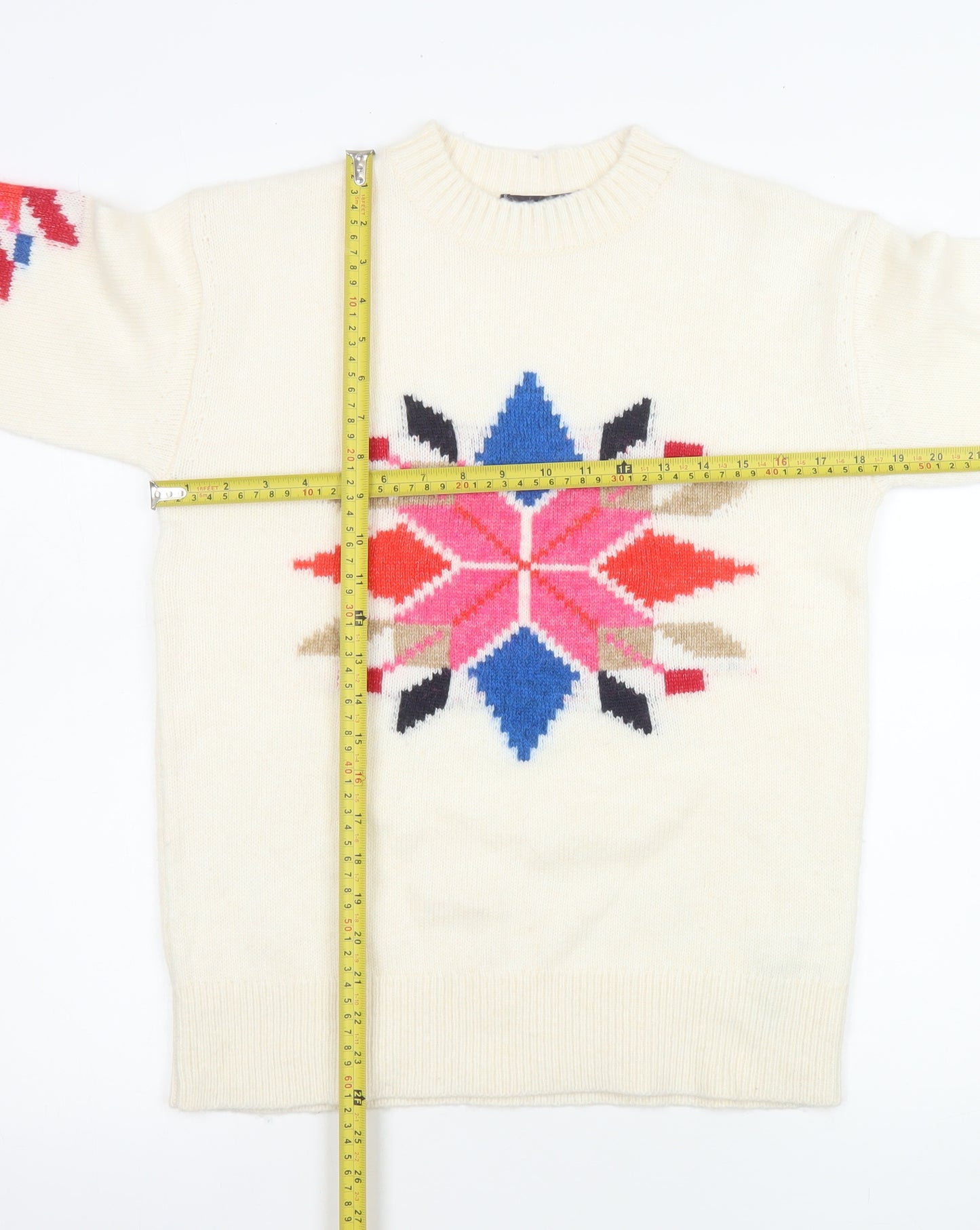 Marks and Spencer Womens Ivory Fair Isle Knit Jumper XS