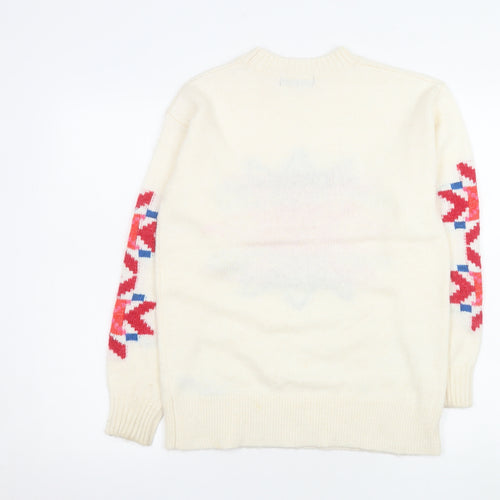 Marks and Spencer Womens Ivory Fair Isle Knit Jumper XS