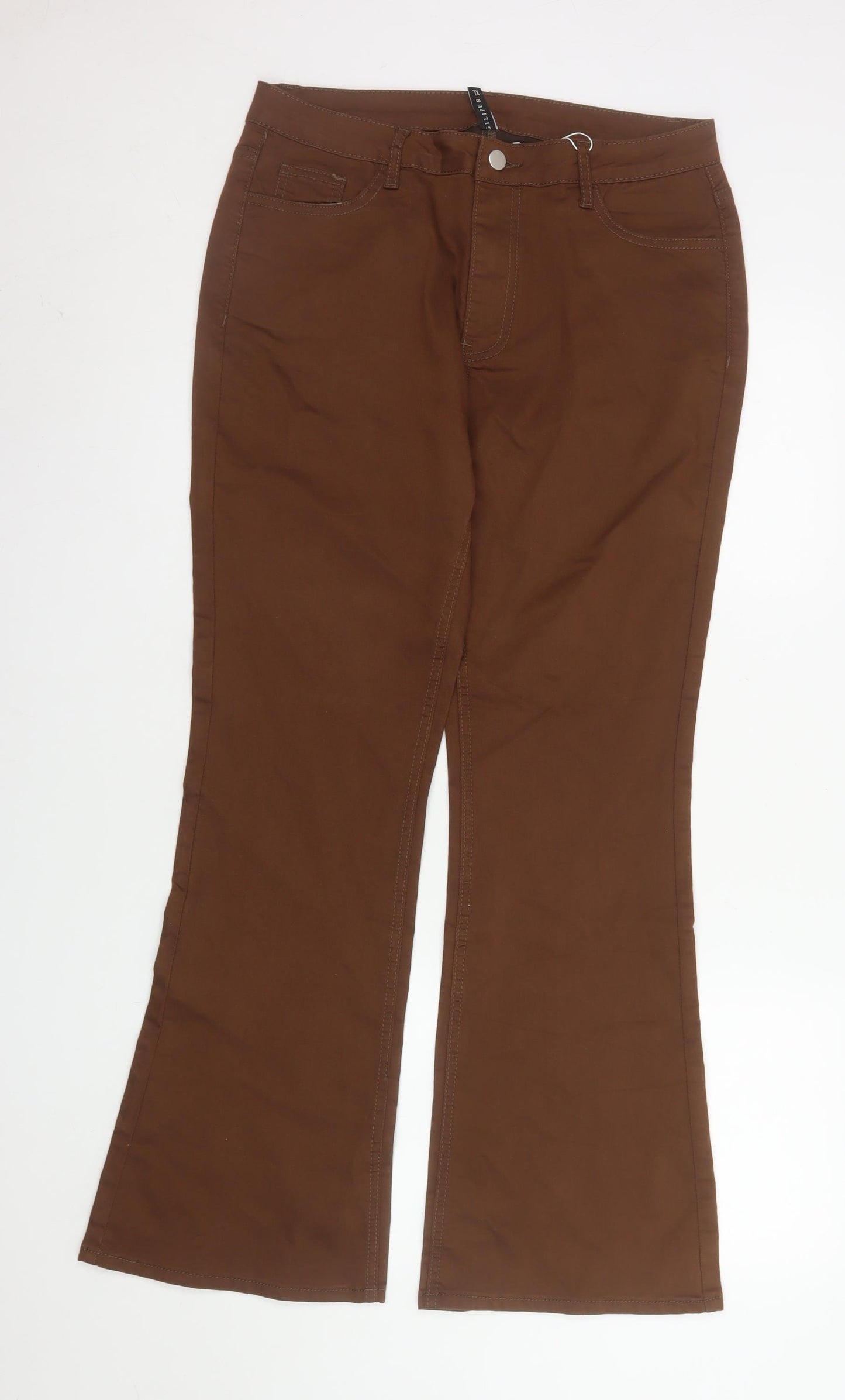 Gilipur Women’s Dark Khaki Flared Trousers XL Cotton Blend
