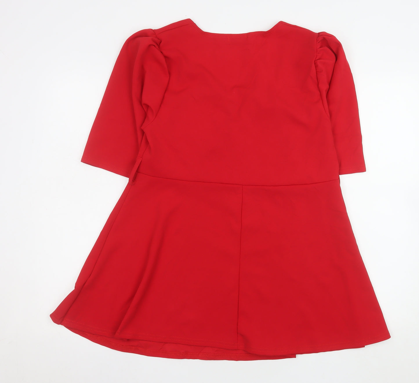 Yours Women Red Plus Size 16 Fit & Flare Dress 3/4 Sleeve V-Neck