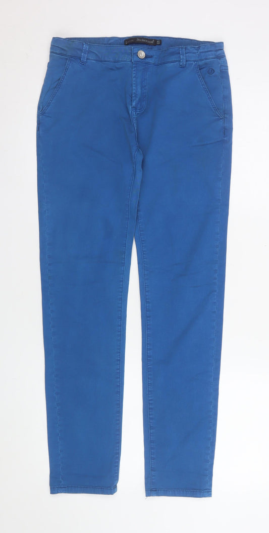 Jeckerson Women's Blue Chino Trousers Size 12 Slim Fit Cotton Blend