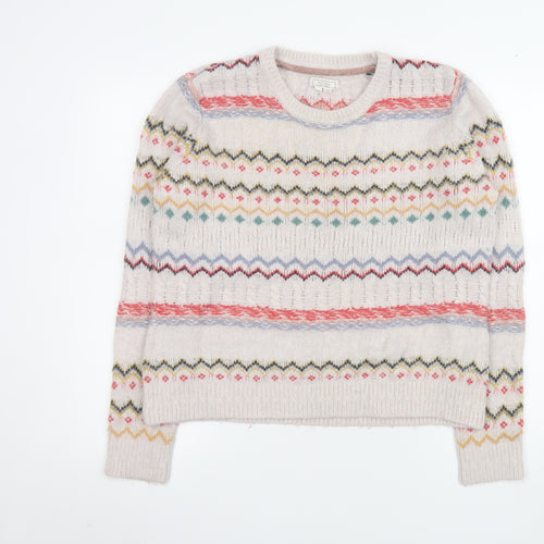 Fat Face Women's Beige Fair Isle Knit Jumper Size 10
