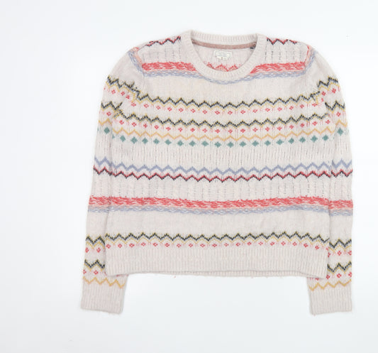 Fat Face Women's Beige Fair Isle Knit Jumper Size 10