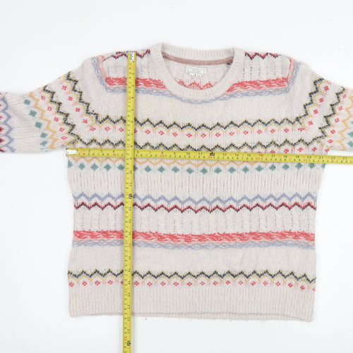 Fat Face Women's Beige Fair Isle Knit Jumper Size 10