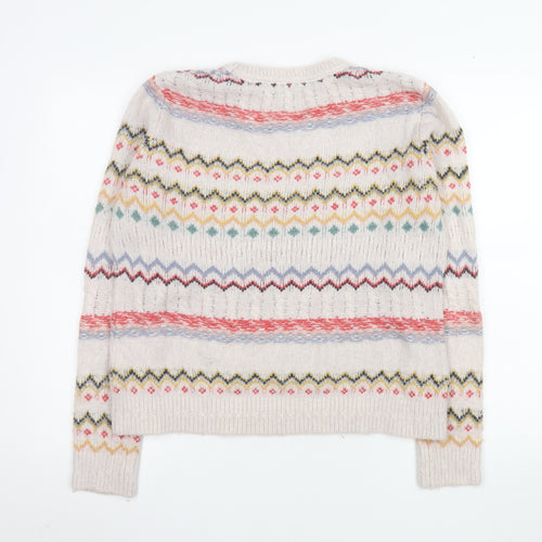 Fat Face Women's Beige Fair Isle Knit Jumper Size 10